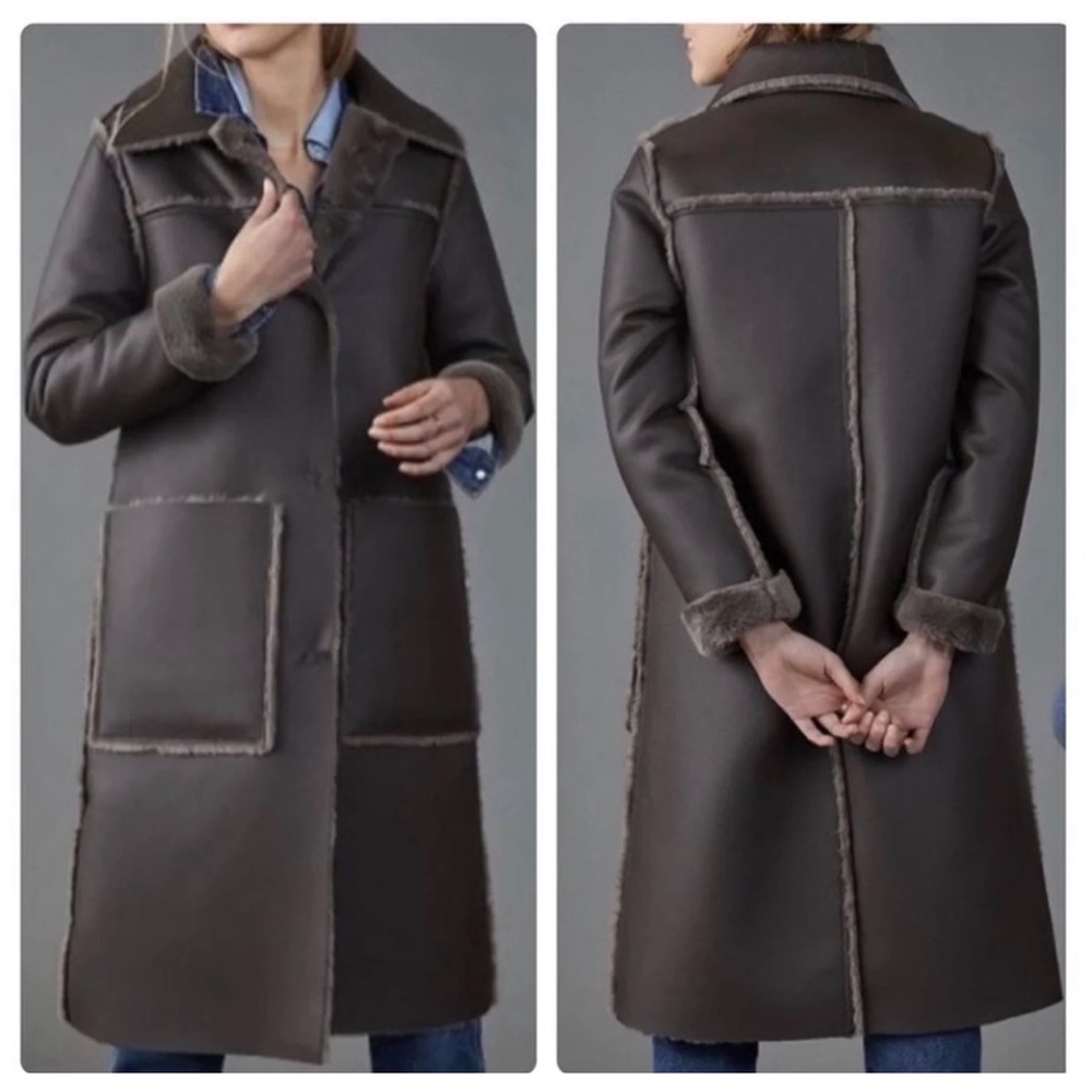 Anthropologie Kerry Reversible Faux Fur Coat NWT - L and XL - Picture 2 of 15